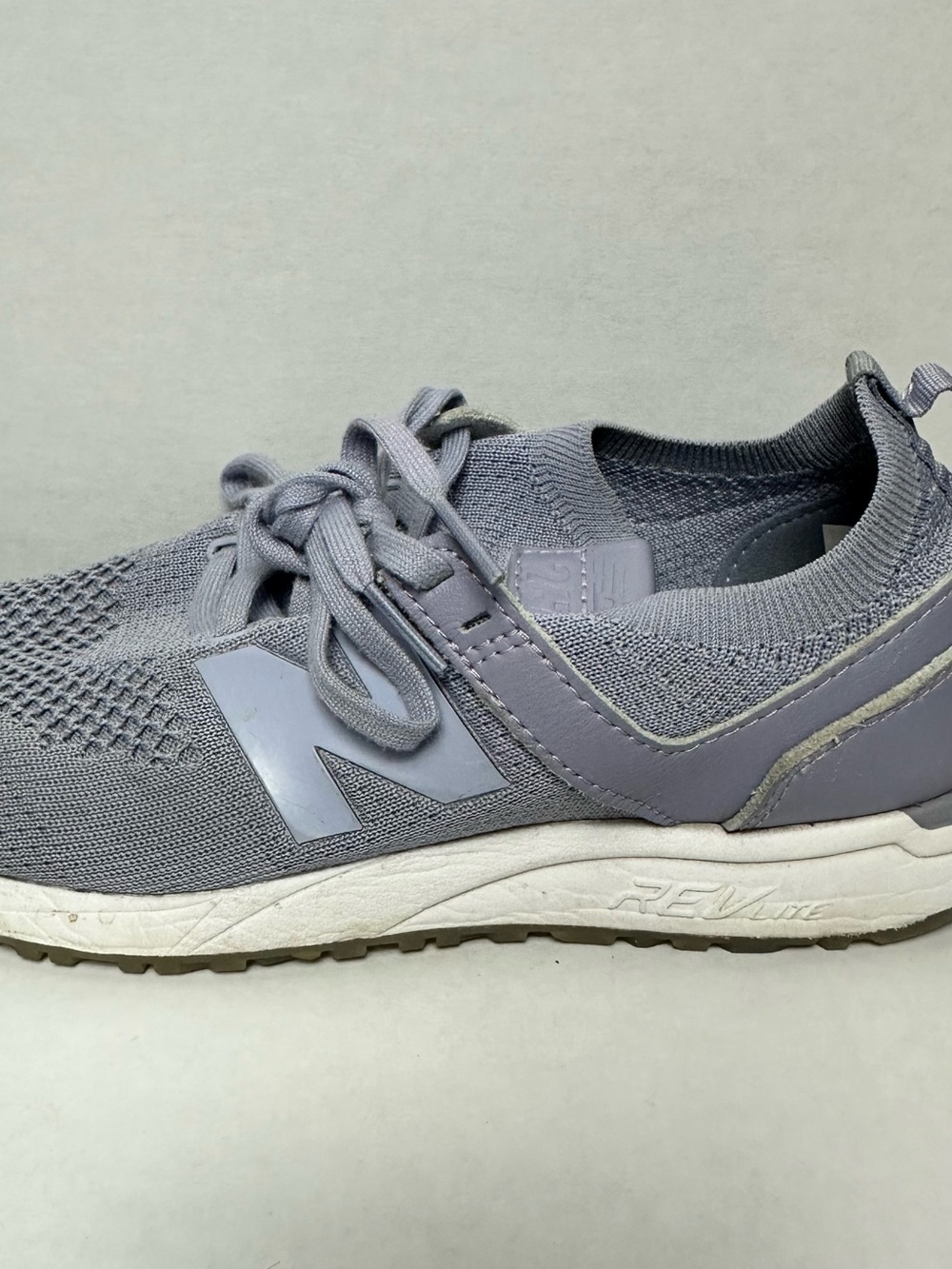 New Balance Lavender Gray Knit Slip-On Sneakers